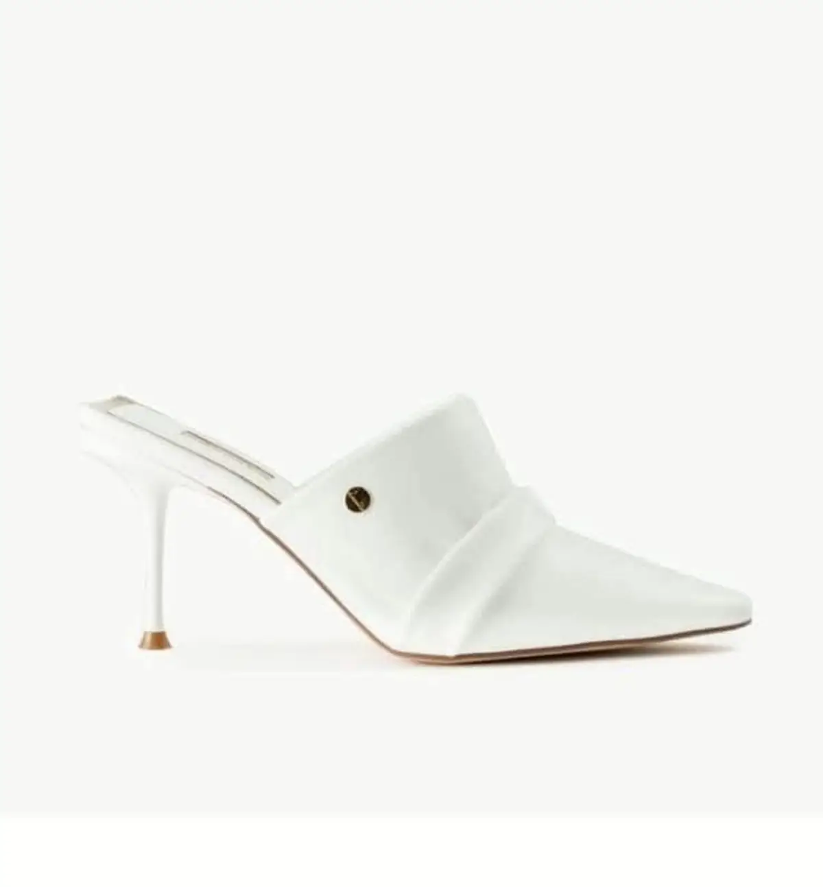 Luella White Pointed-Toe Heeled Mules