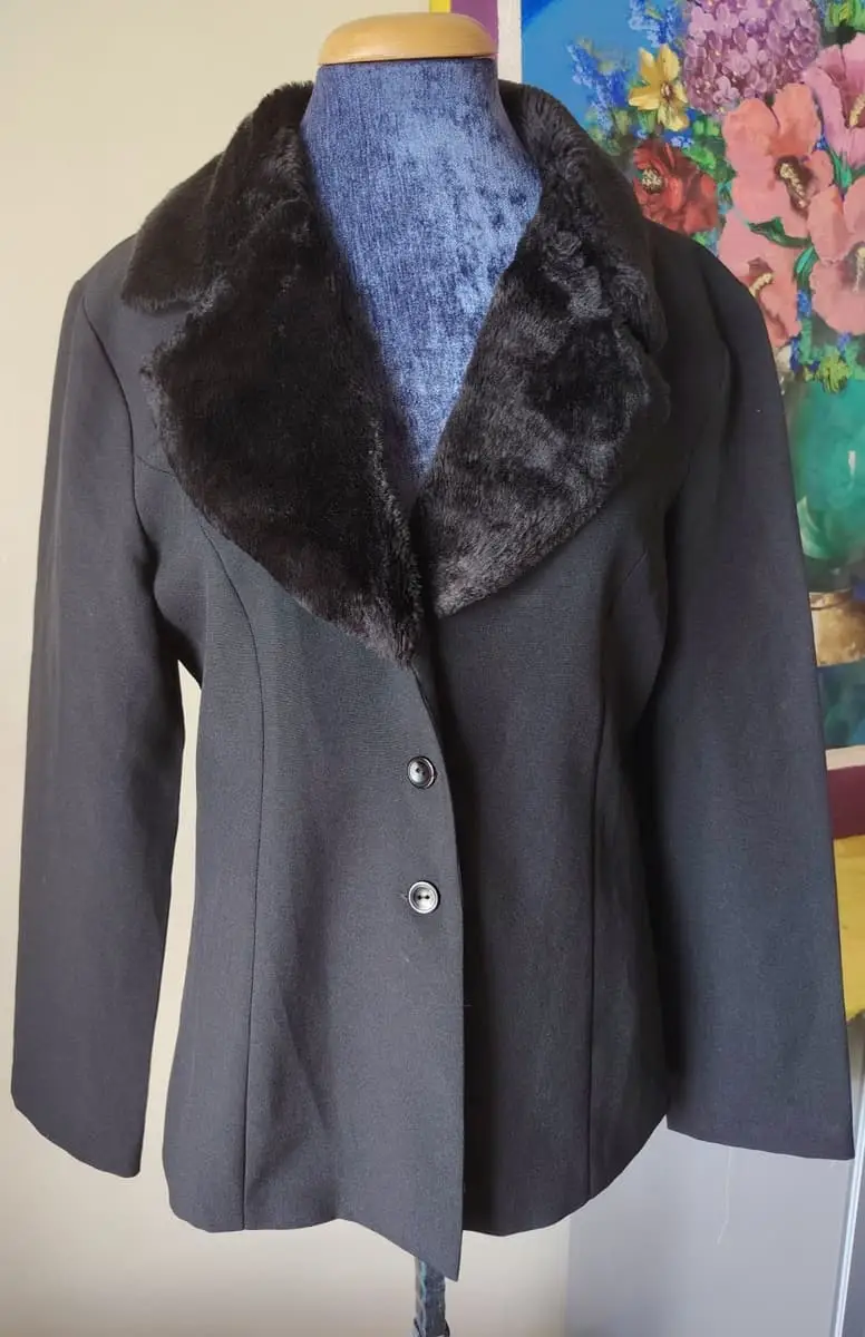 Black Faux Fur Collar Blazer