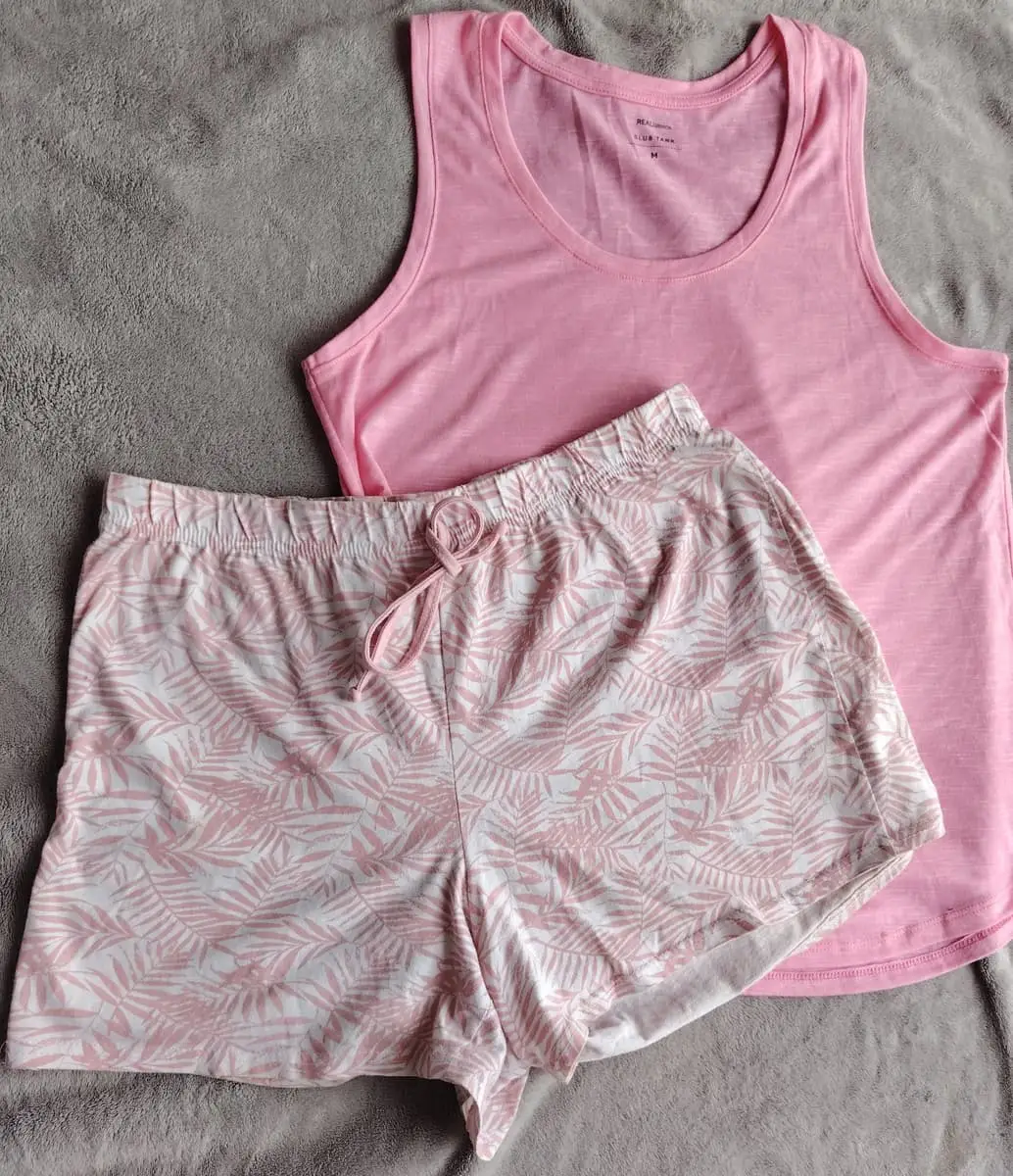 Pink Tank Top and Patterned Short Sleep Set