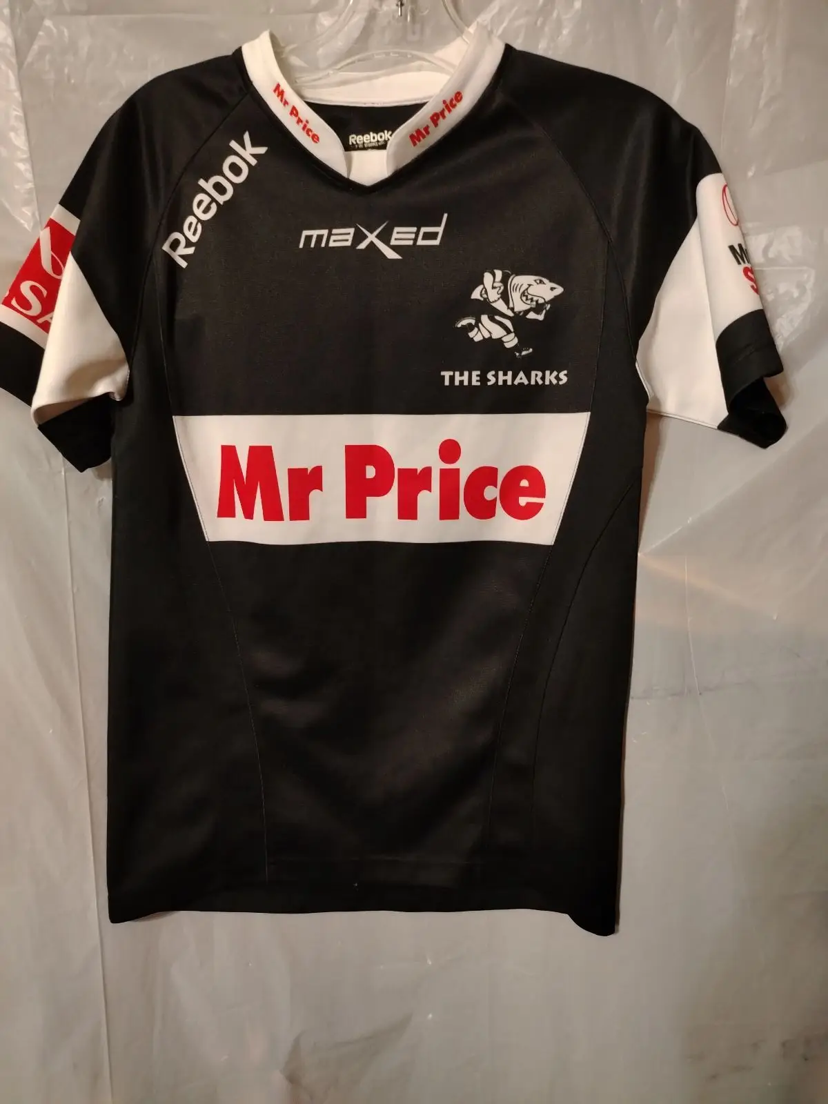 Reebok The Sharks Rugby Jersey Black Size S