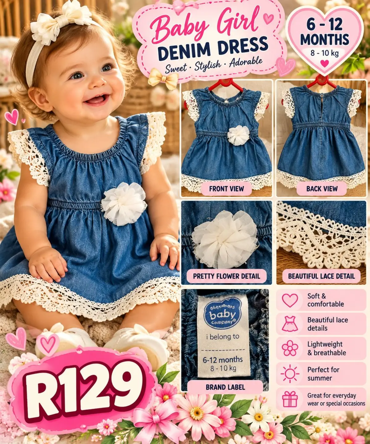 Ackermans Baby Company Denim Dress 6-12 Months
