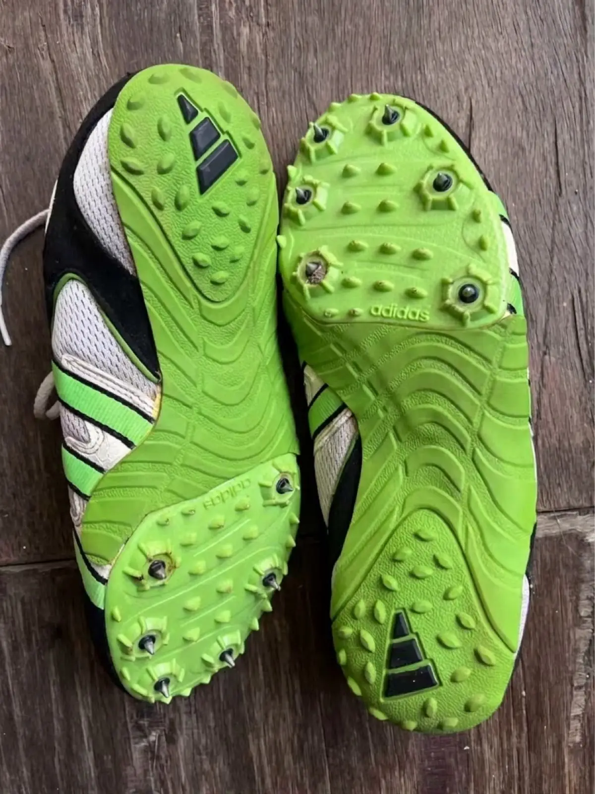 Adidas Vintage Track & Field Spikes White Black Green Size UK 8