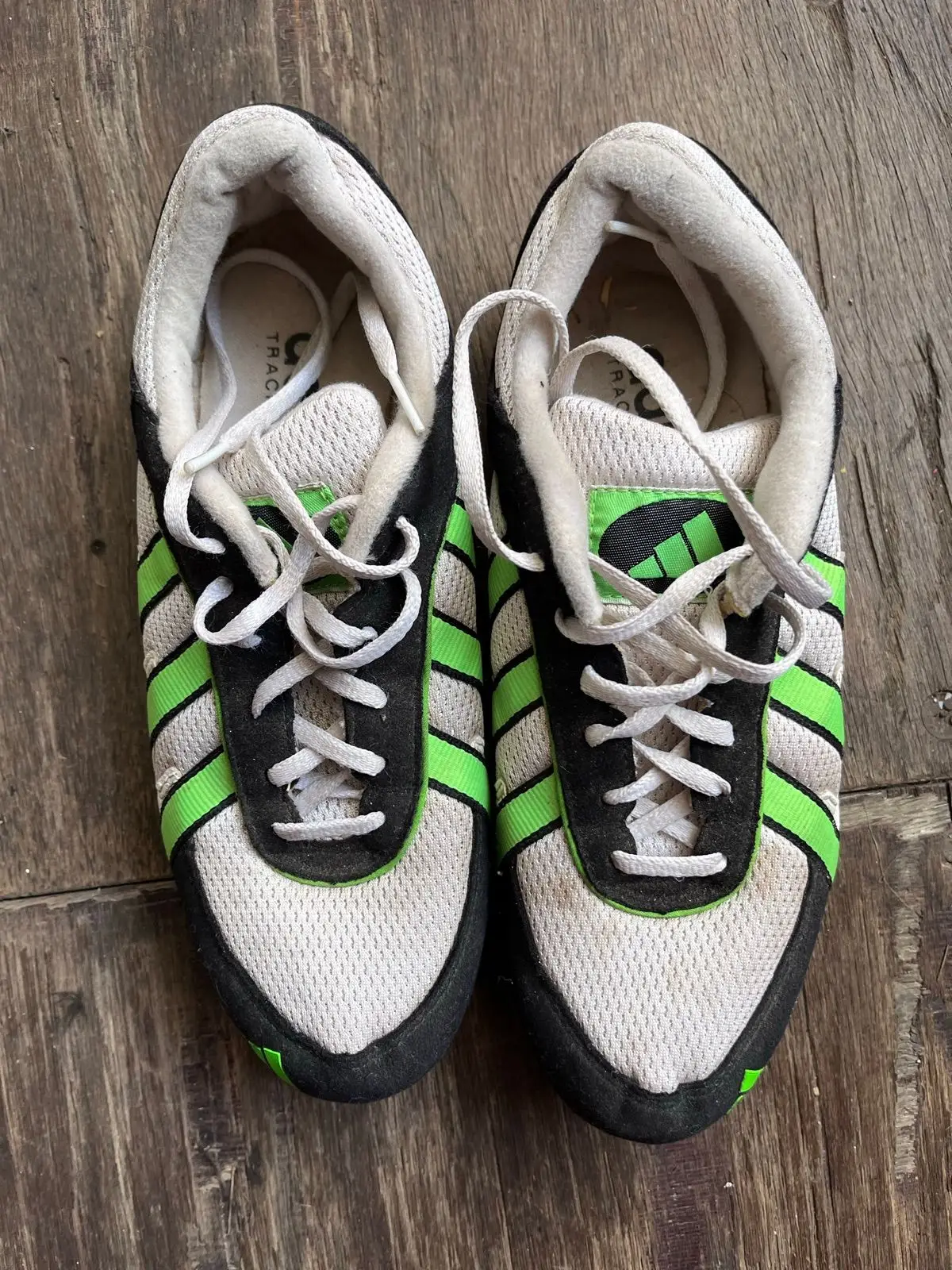 Adidas Vintage Track & Field Spikes White Black Green Size UK 8