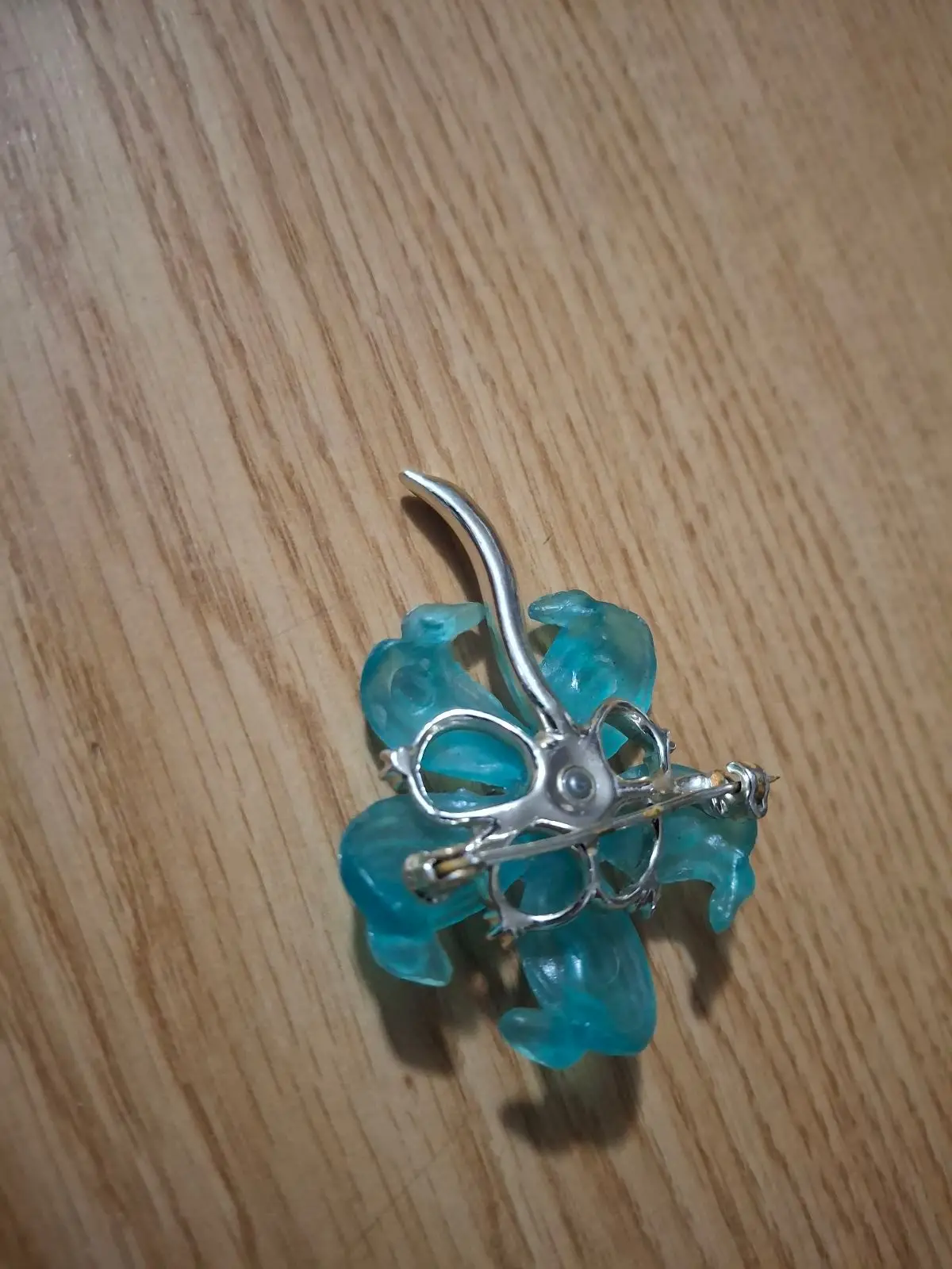 Blue Flower Rhinestone Brooch
