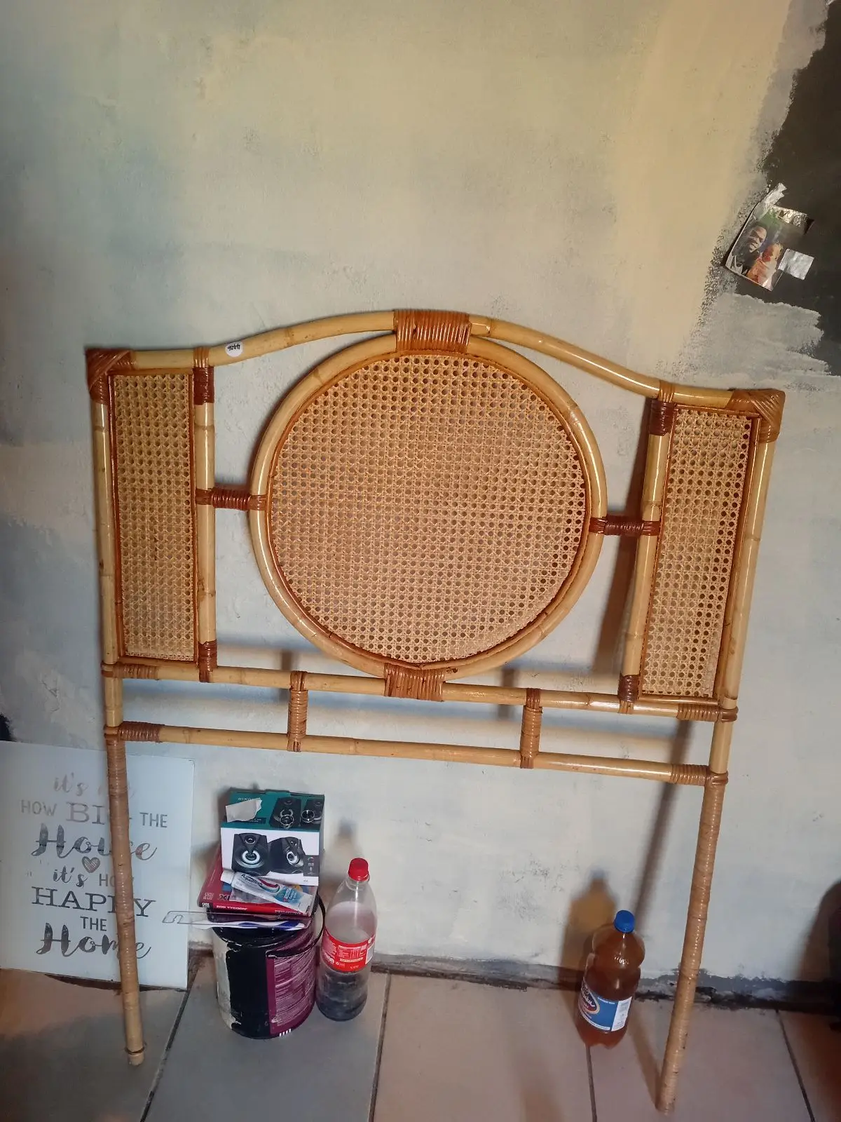 Vintage Cane and Wicker Headboard