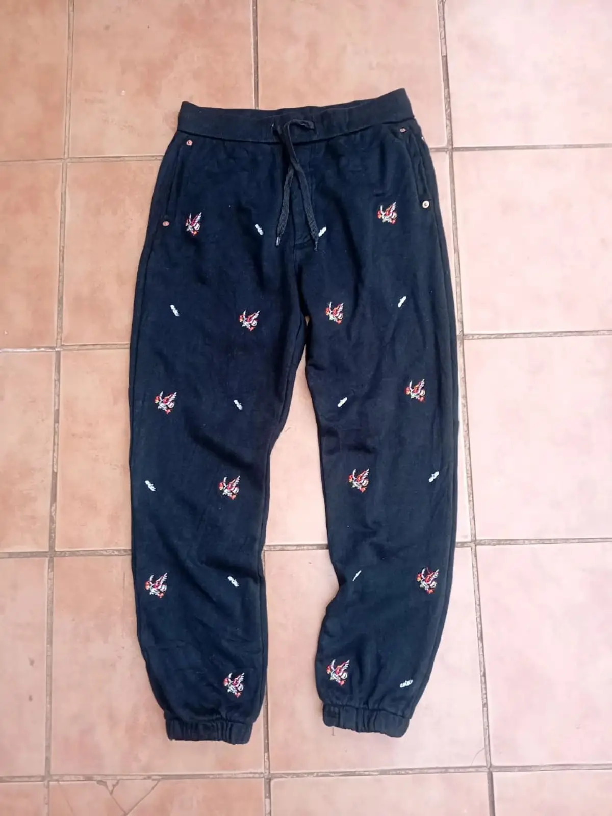 Evisu Black Embroidered Joggers