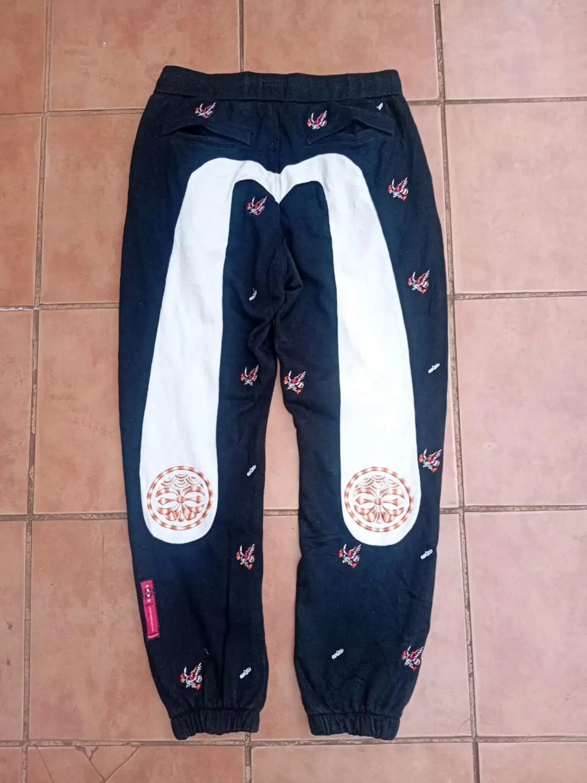 Evisu Black Embroidered Joggers