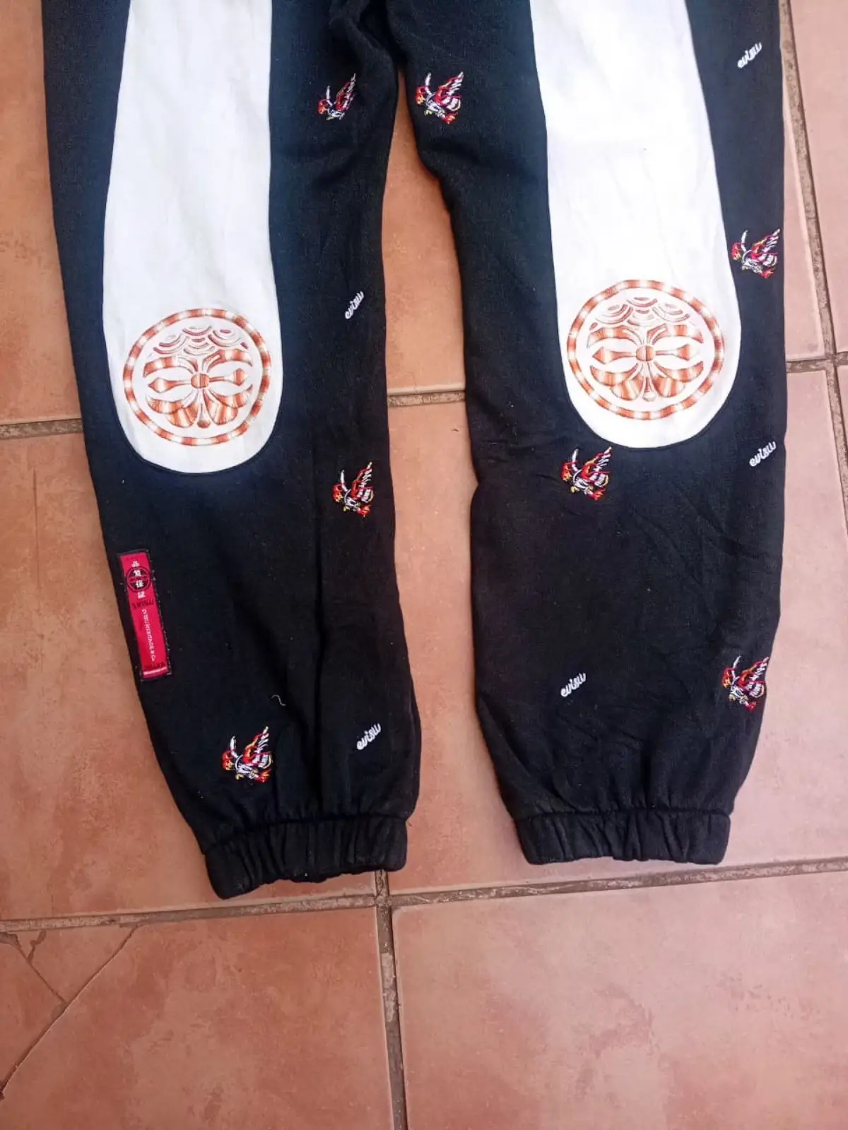 Evisu Black Embroidered Joggers