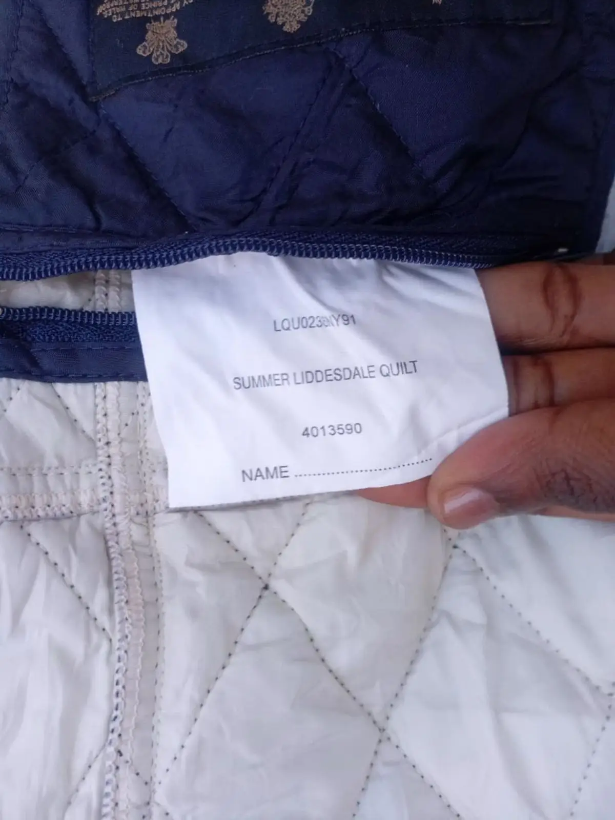 Barbour Quilted Navy Jacket