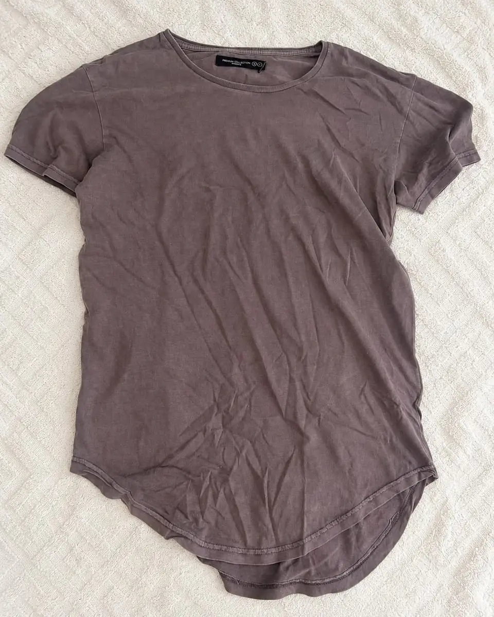 Cotton On Acid Washed Plum Grey Curved Hem Longline T-Shirt (Size Small)