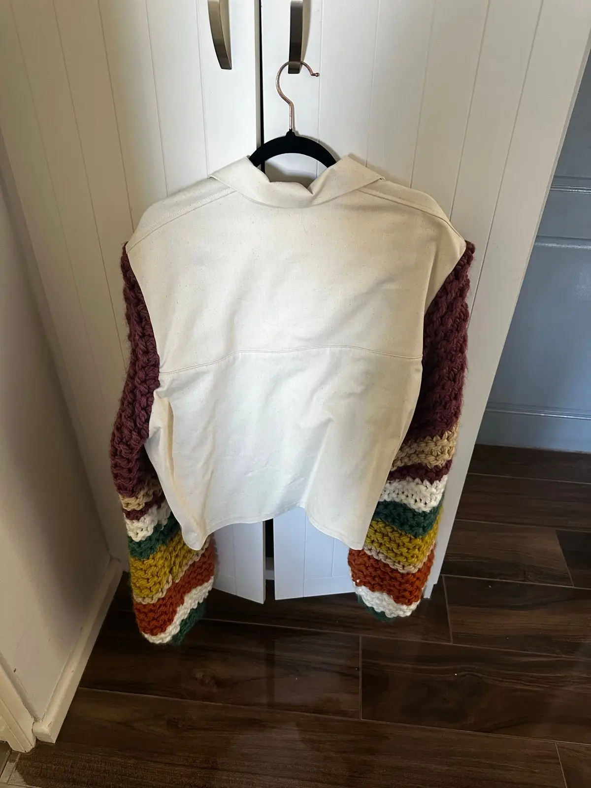 Oddity Cream and Multi-Colour Knit Sleeve Jacket