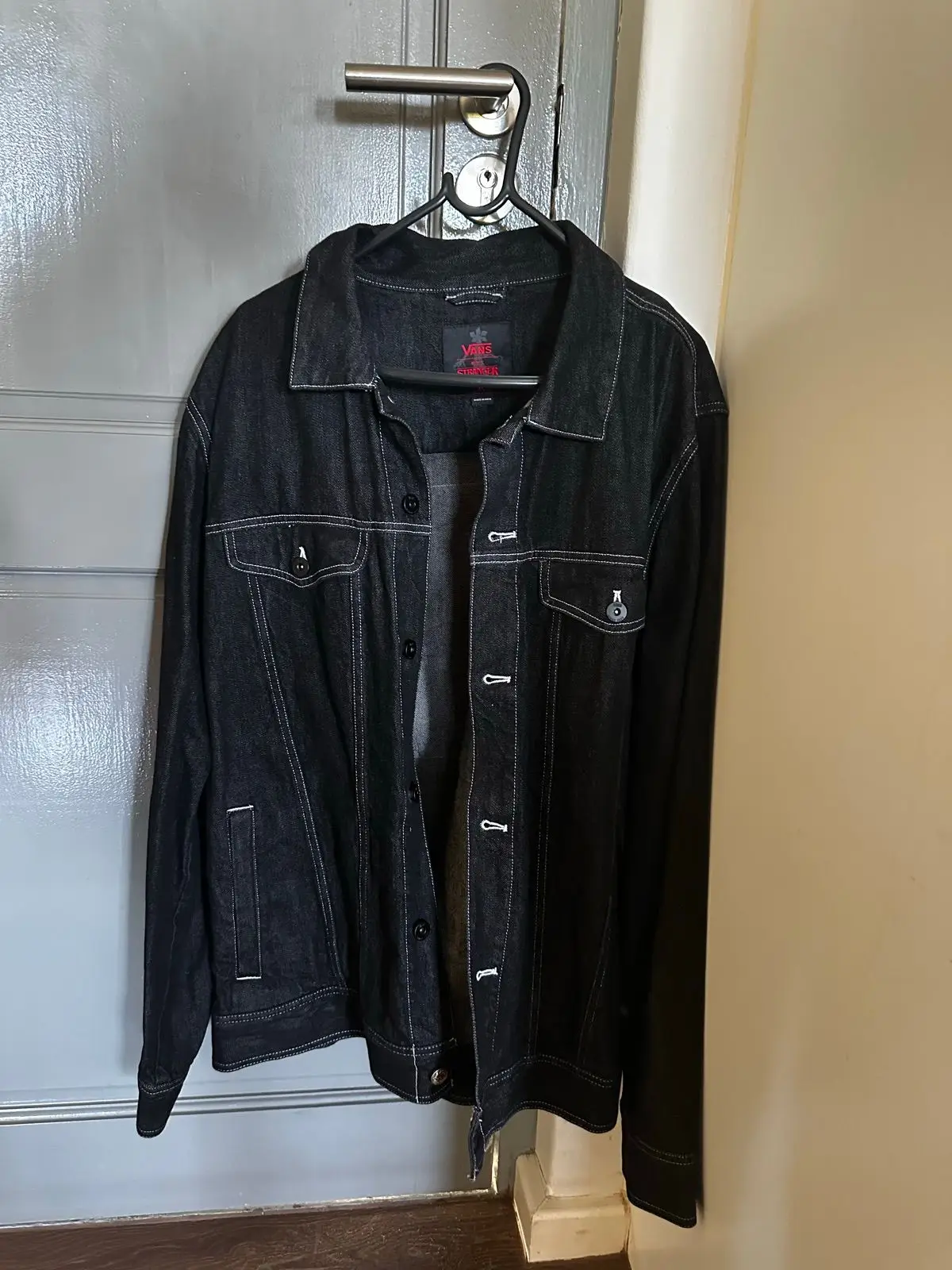 Vans Black Denim Jacket with Contrast Stitching XL