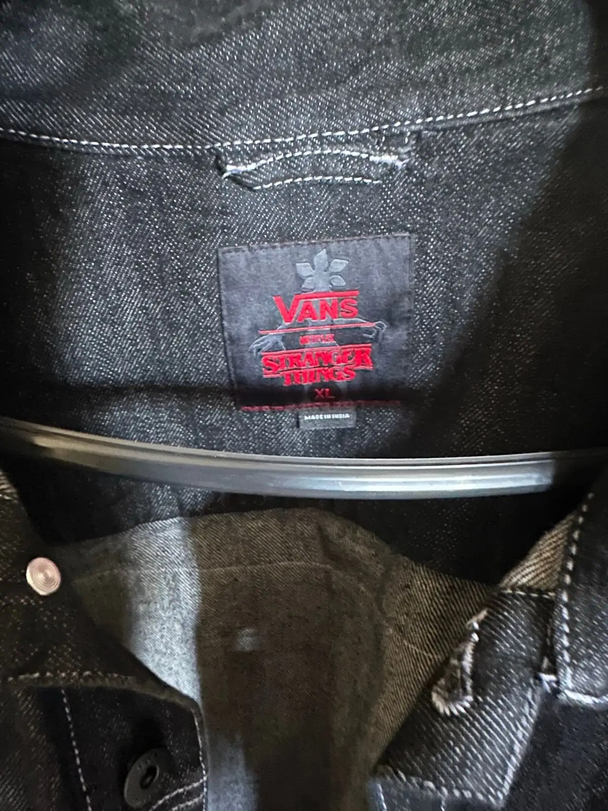 Vans Black Denim Jacket with Contrast Stitching XL