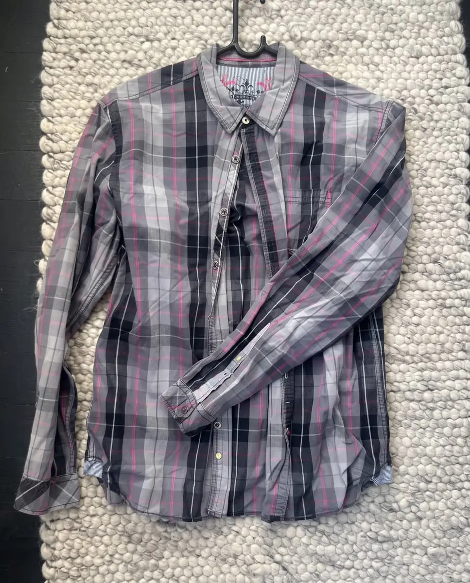 Relay Jeans Men’s Grey & Pink Plaid Check Long-Sleeve Shirt – XL