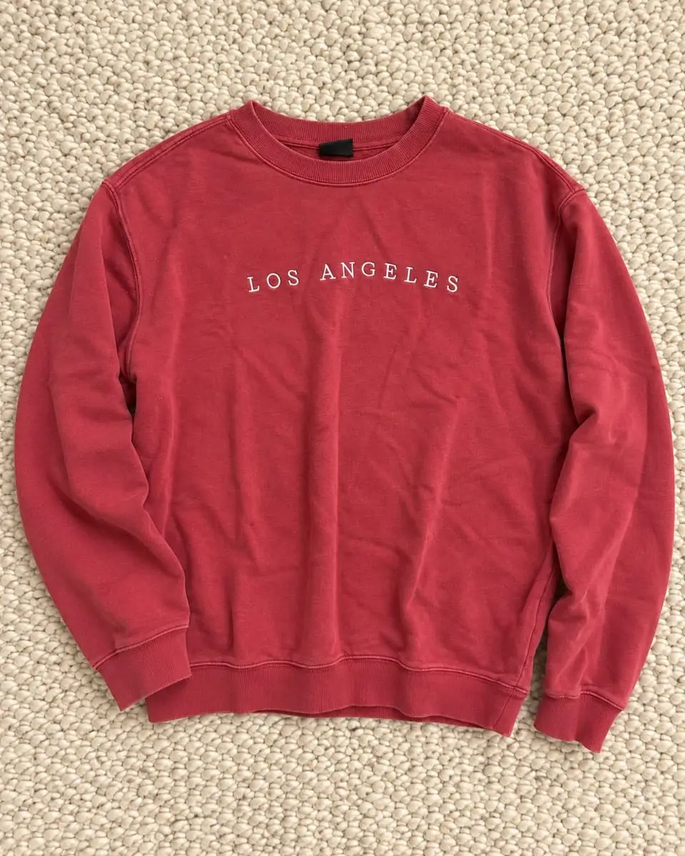 Cotton On Men's Washed Terracotta 'Los Angeles' Crewneck Sweatshirt – Medium