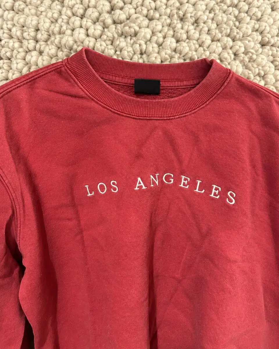 Cotton On Men's Washed Terracotta 'Los Angeles' Crewneck Sweatshirt – Medium