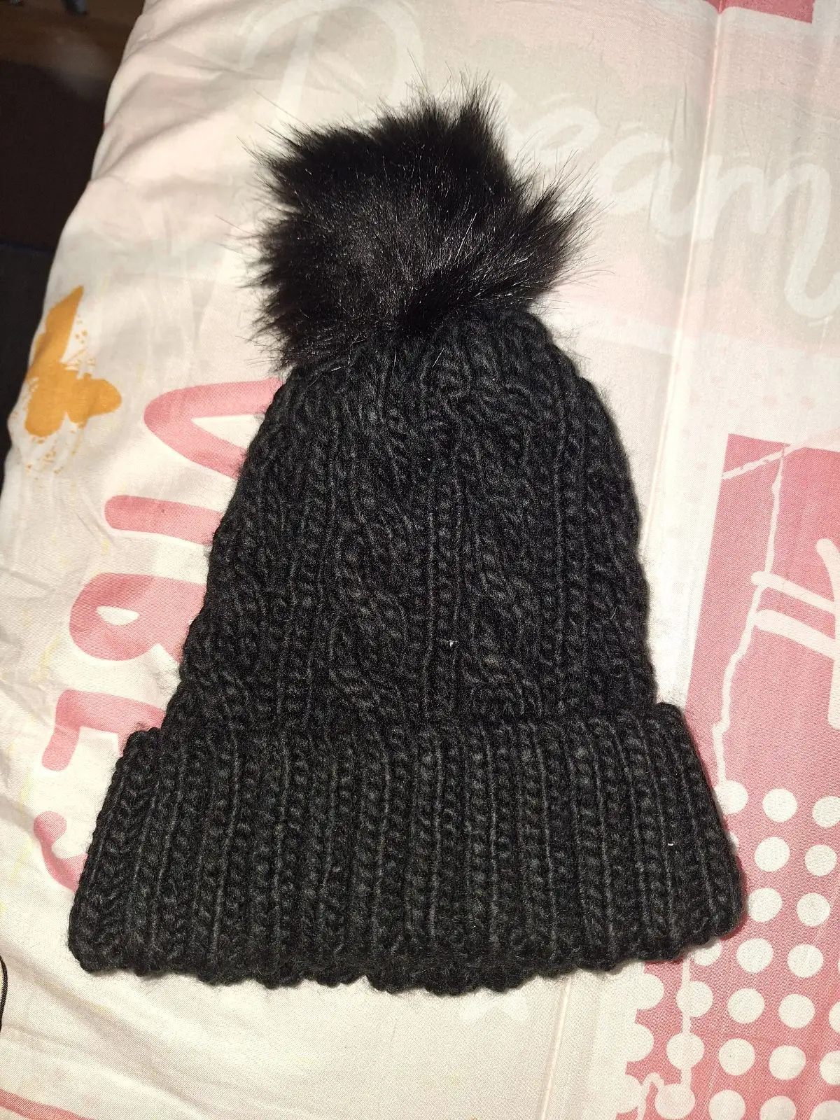 Mr Price Black Ribbed Beanie with Pom Pom