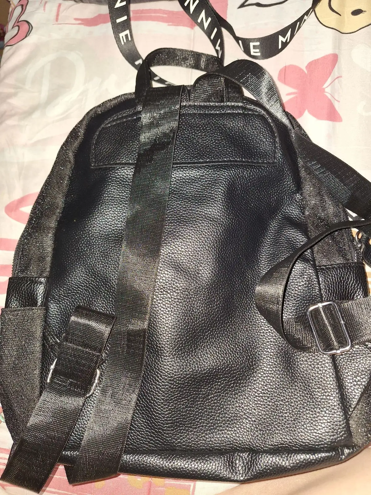 Black Glitter Backpack with Zipper Pockets