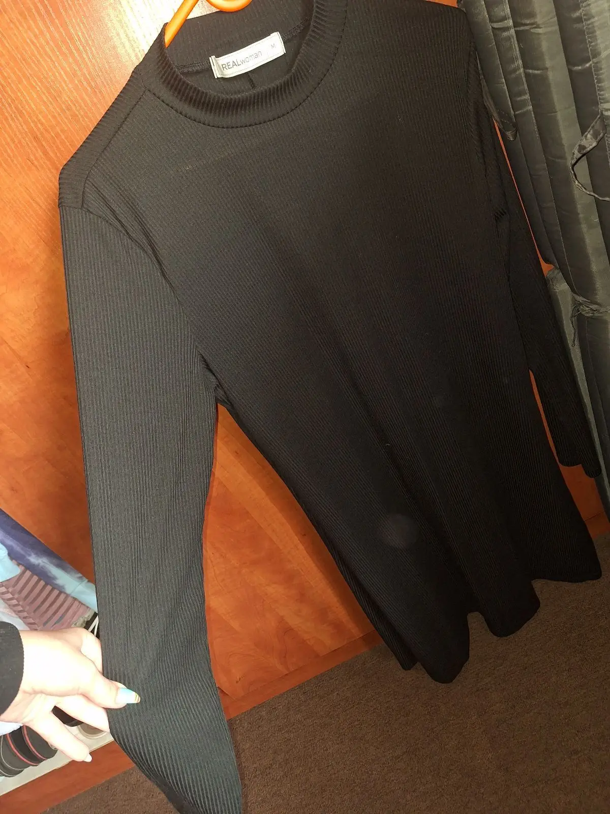 REALwoman Black Ribbed Long Sleeve Dress