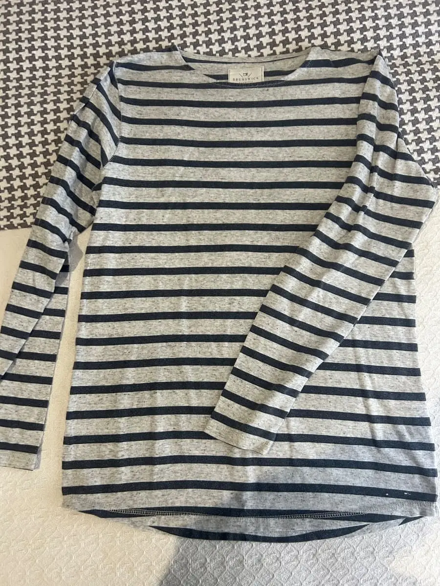 Cotton On Navy & Grey Striped Long Sleeve Tee (Size Small)
