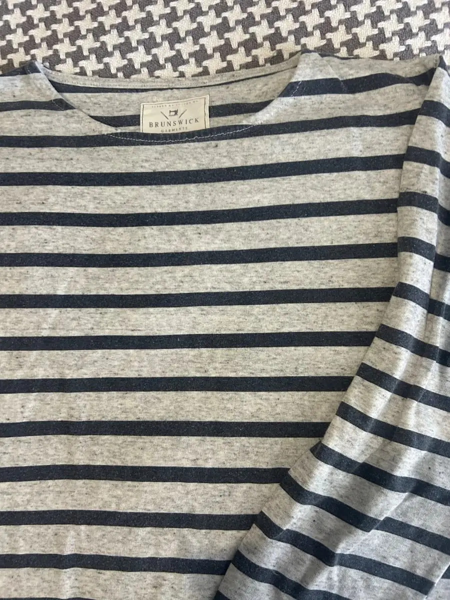 Cotton On Navy & Grey Striped Long Sleeve Tee (Size Small)