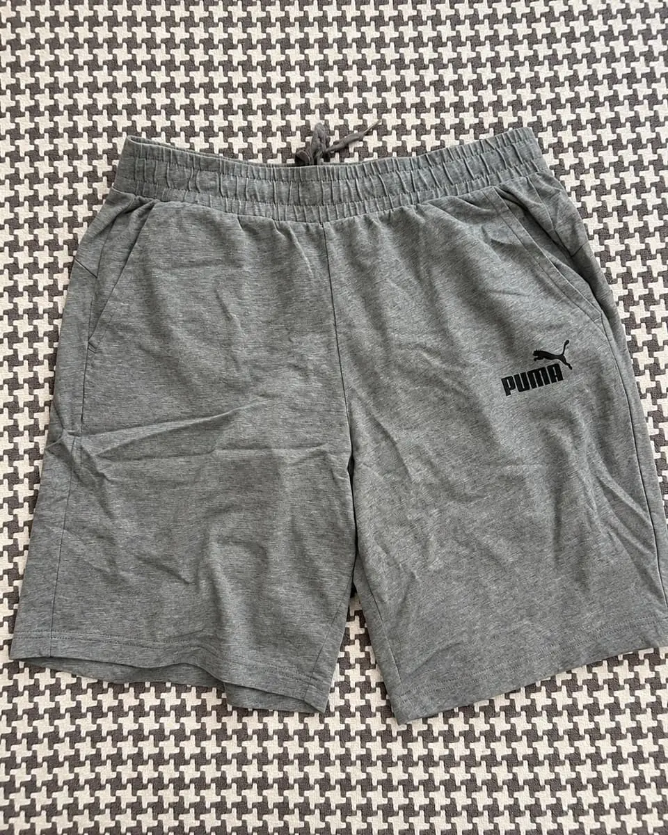 Puma Men’s Essentials Heather Grey Jersey Shorts – Large