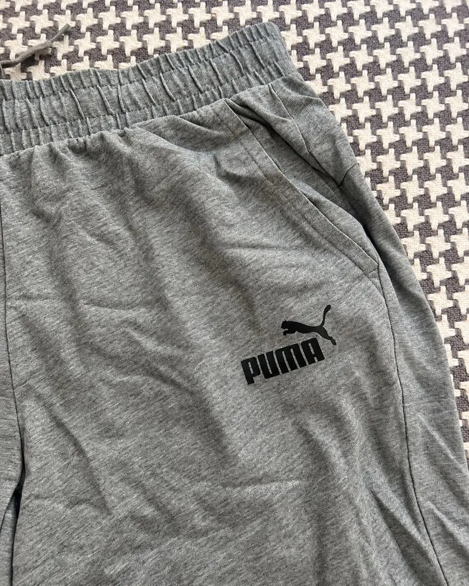Puma Men’s Essentials Heather Grey Jersey Shorts – Large