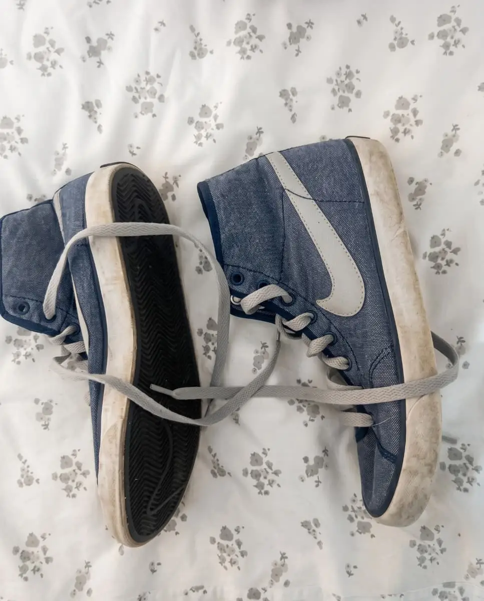 Nike Denim Canvas High-Top Retro Sneakers (Blue & Grey / Size UK 5 / EUR 38)