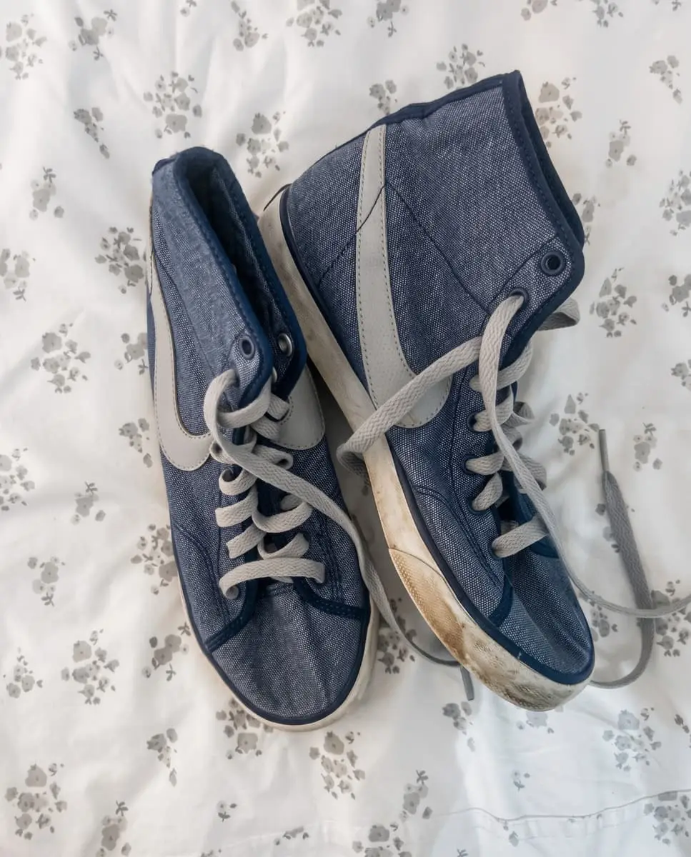 Nike Denim Canvas High-Top Retro Sneakers (Blue & Grey / Size UK 5 / EUR 38)