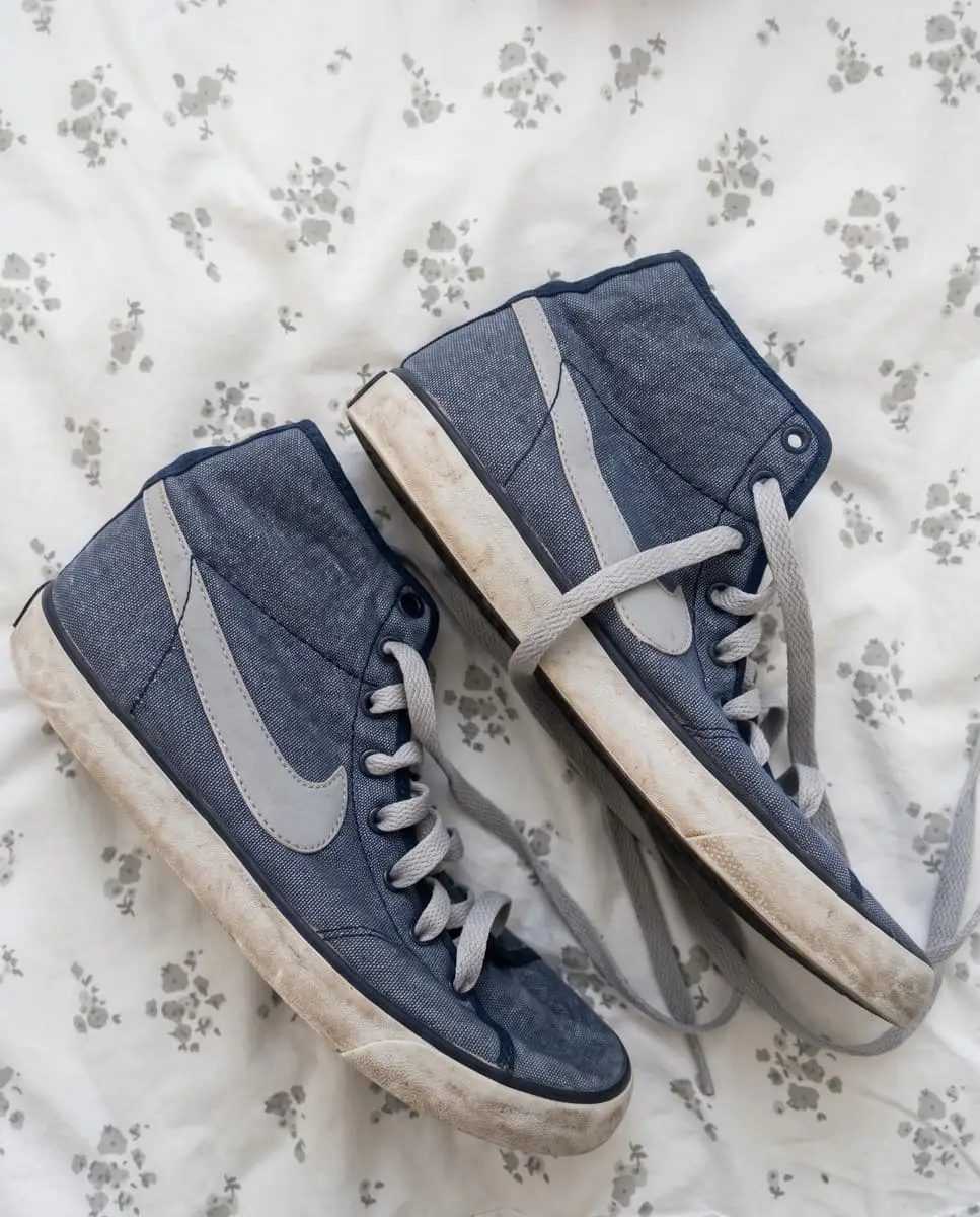 Nike Denim Canvas High-Top Retro Sneakers (Blue & Grey / Size UK 5 / EUR 38)