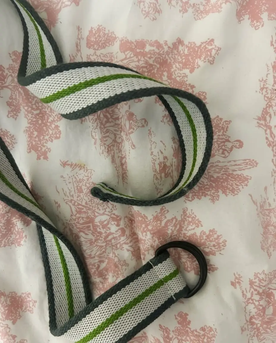 Striped Canvas D-Ring Web Belt / Utility Retro Style (Adjustable)