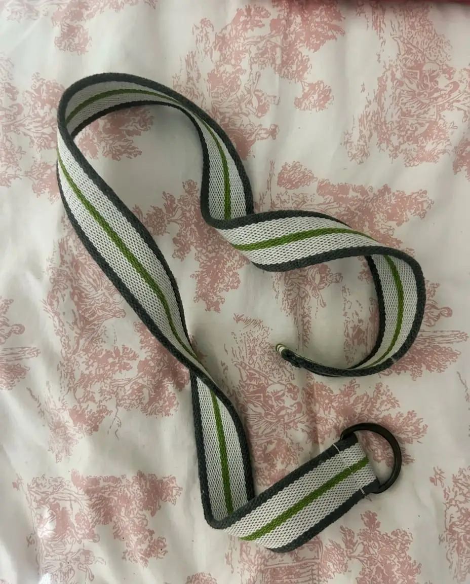 Striped Canvas D-Ring Web Belt / Utility Retro Style (Adjustable)