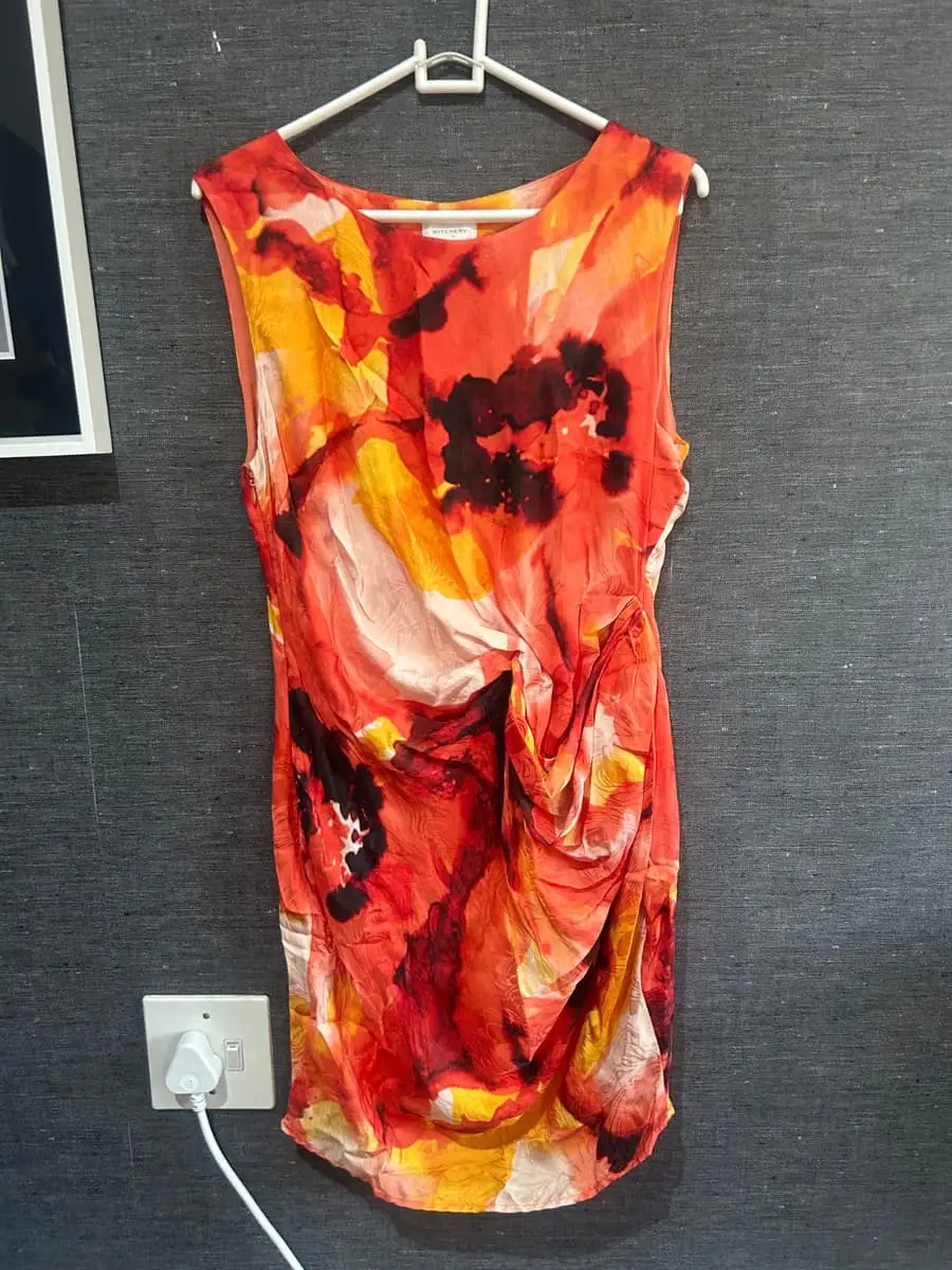 Witchery 100% Silk Draped Abstract Floral Dress (Size 12 / 36)