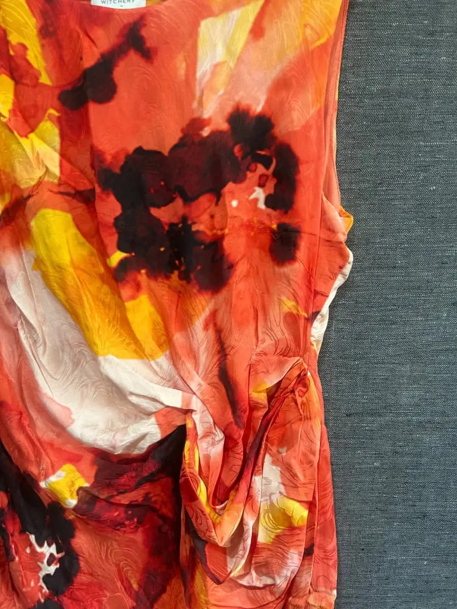 Witchery 100% Silk Draped Abstract Floral Dress (Size 12 / 36)