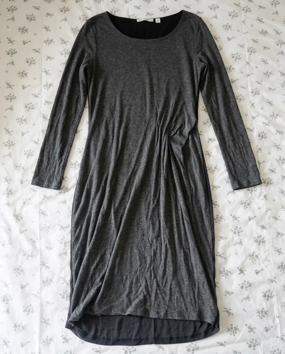 Trenery Charcoal Heather Draped Ruched Midi Dress (Size Small)