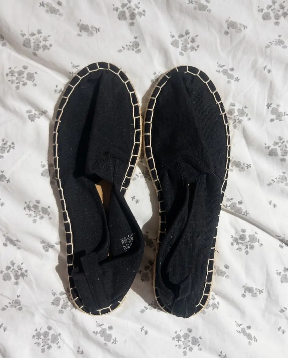pick n pay Real Clothing Co. Black Canvas Slip-On Espadrille Flats (Size UK 6 / EUR 39)