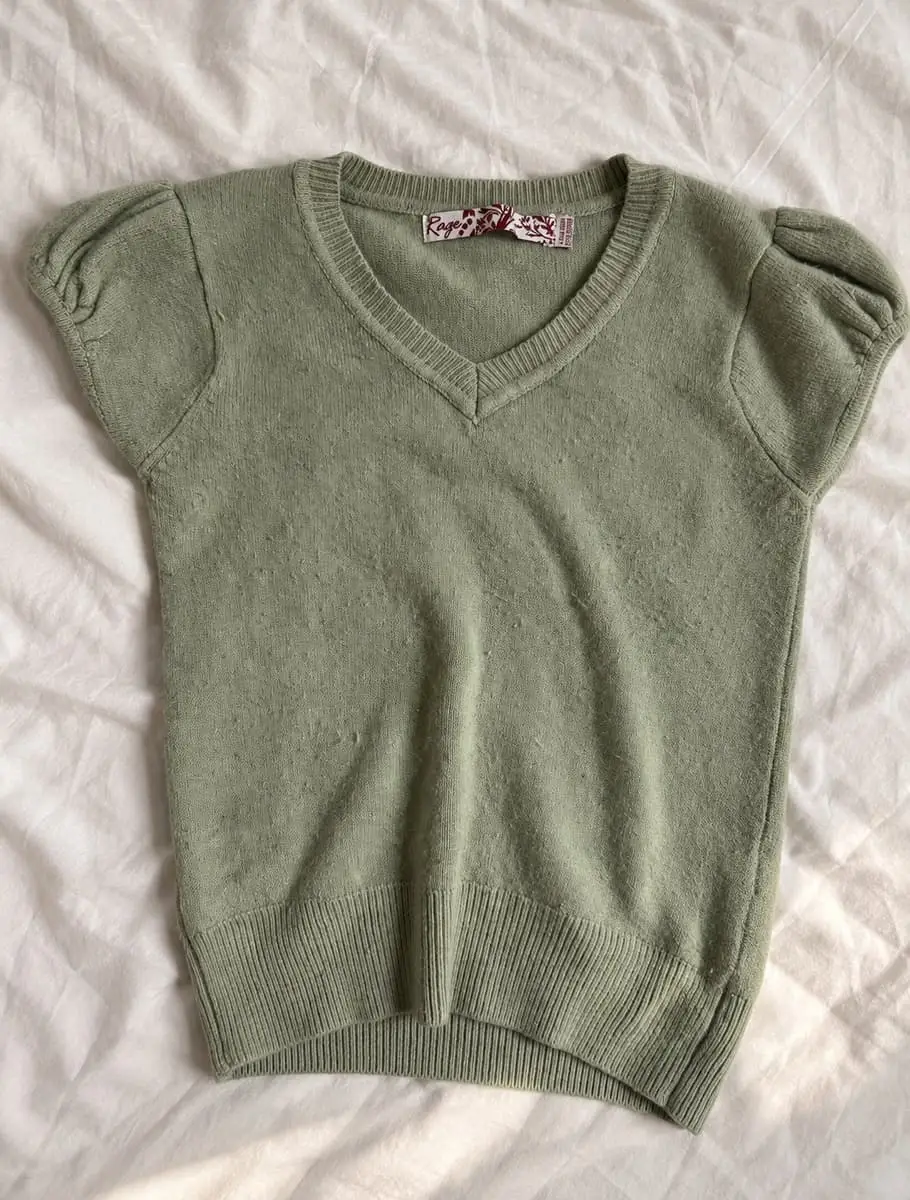Rage Sage Green Wool-Blend Puff Sleeve Knit Top (Tagged S/M – Best Fits XS)