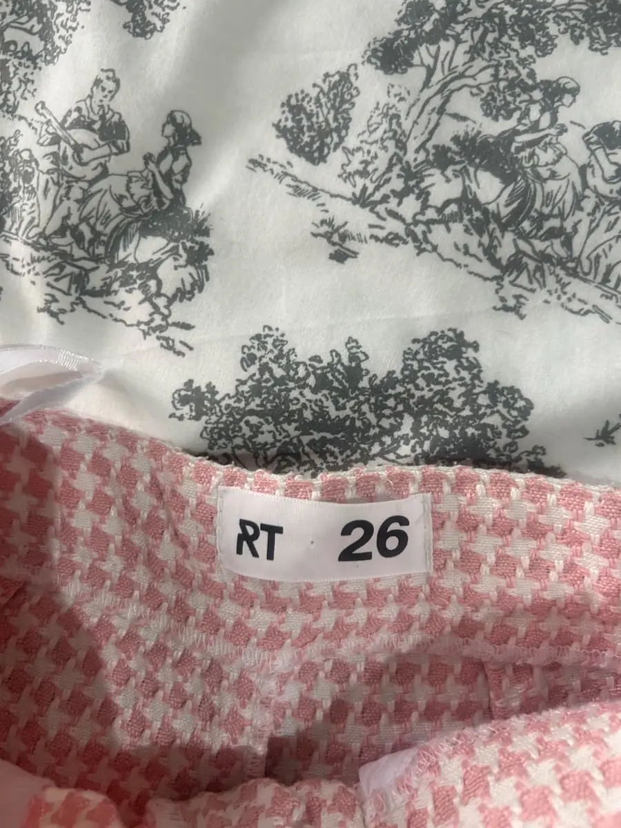 Mr Price Pink & White Houndstooth Tweed High-Waisted Trousers (Size 26 Petite