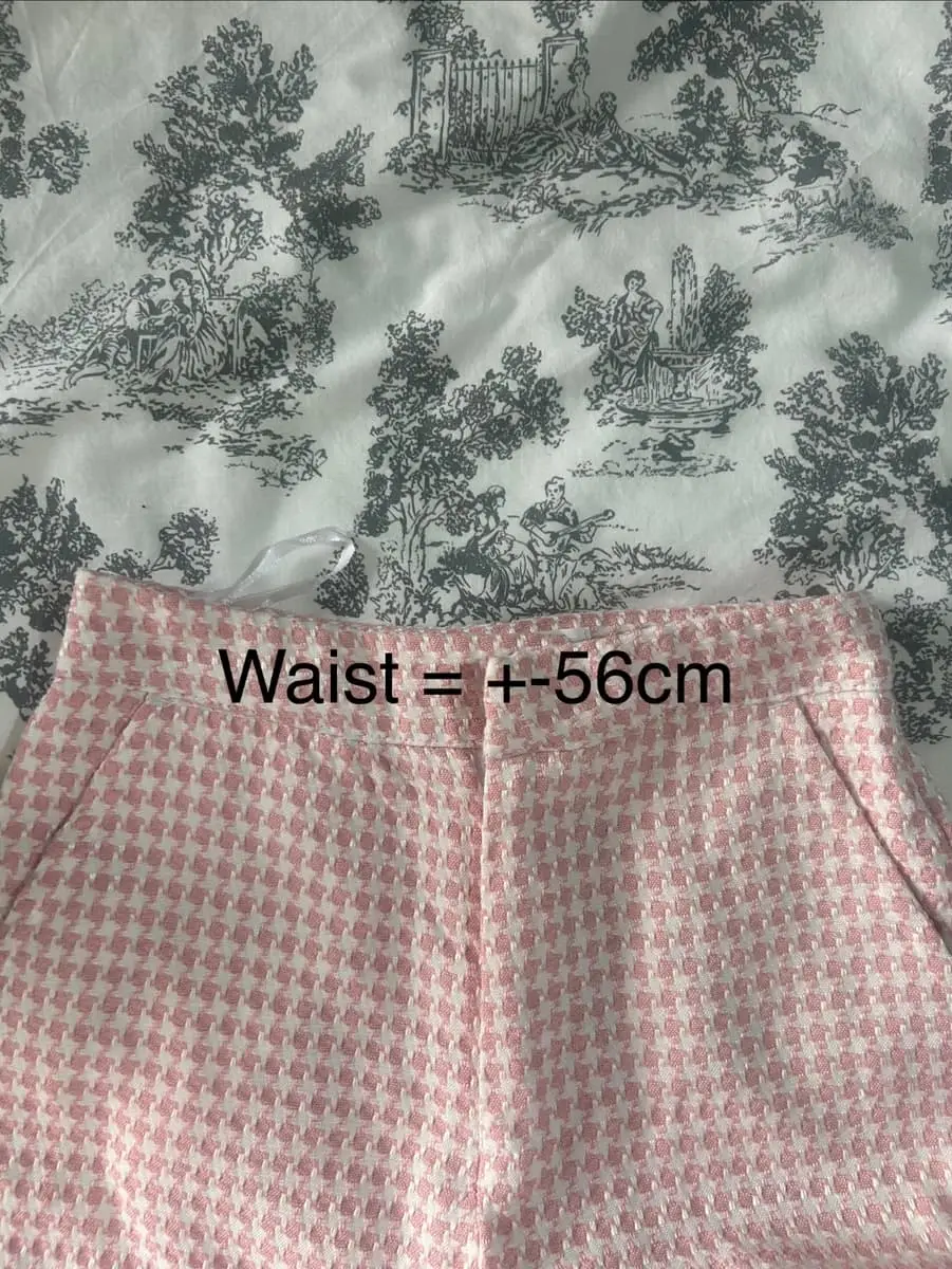 Mr Price Pink & White Houndstooth Tweed High-Waisted Trousers (Size 26 Petite