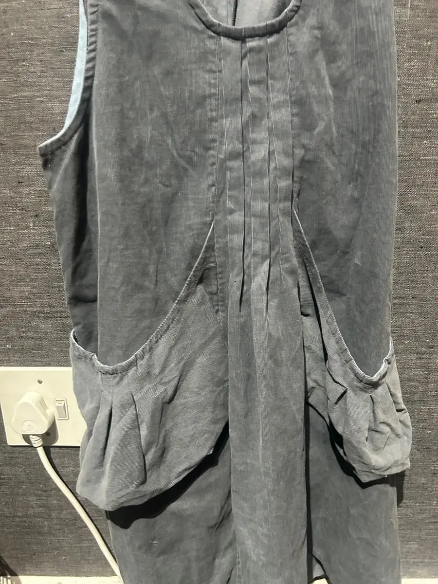 Brut Sauvage Slate Blue Needlecord Pinafore Dress / Lagenlook Apron Tunic (Size 4 / Fits Medium)