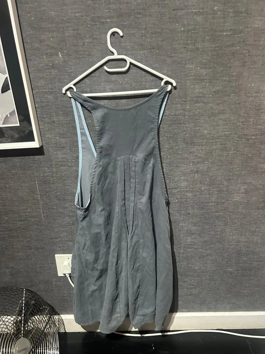 Brut Sauvage Slate Blue Needlecord Pinafore Dress / Lagenlook Apron Tunic (Size 4 / Fits Medium)