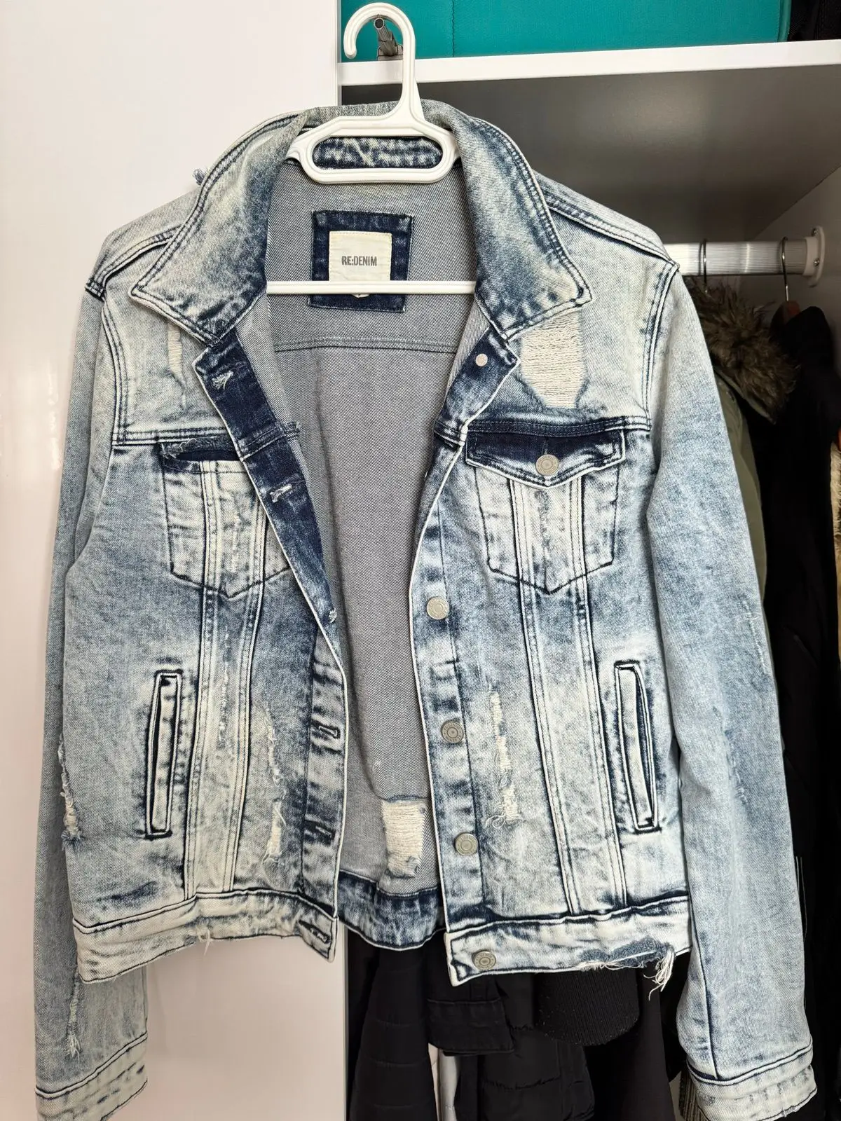 Woolworths RE:DENIM Distressed Acid Wash Denim Jacket Size 14
