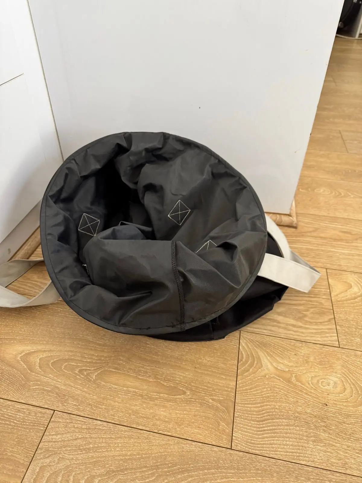 Black Fabric Tote Bag with Light Straps