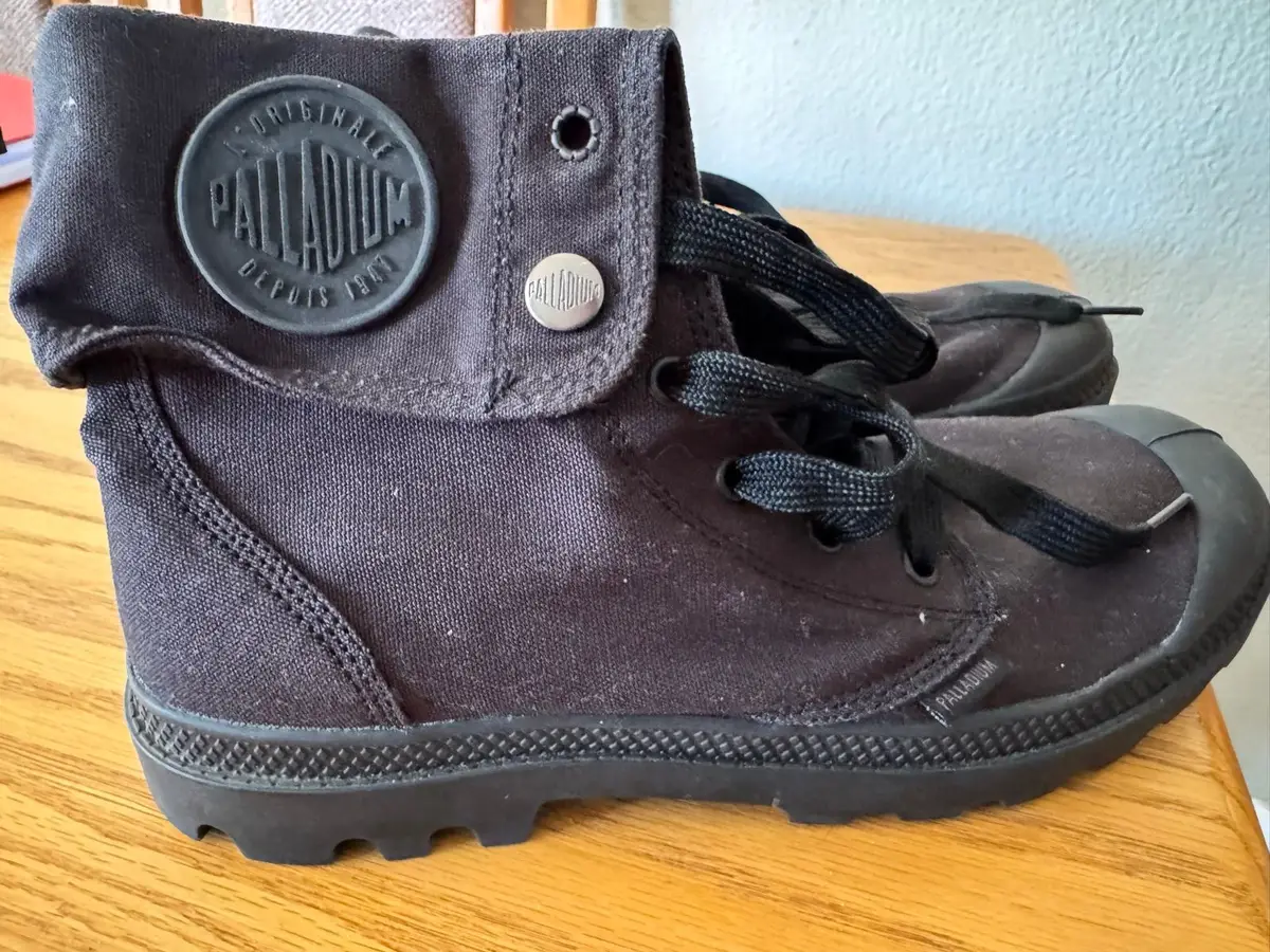 Palladium Black Fold-Over Boots Size 8