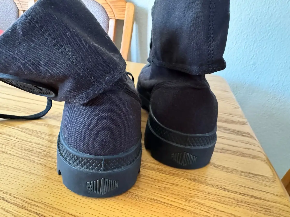 Palladium Black Fold-Over Boots Size 8