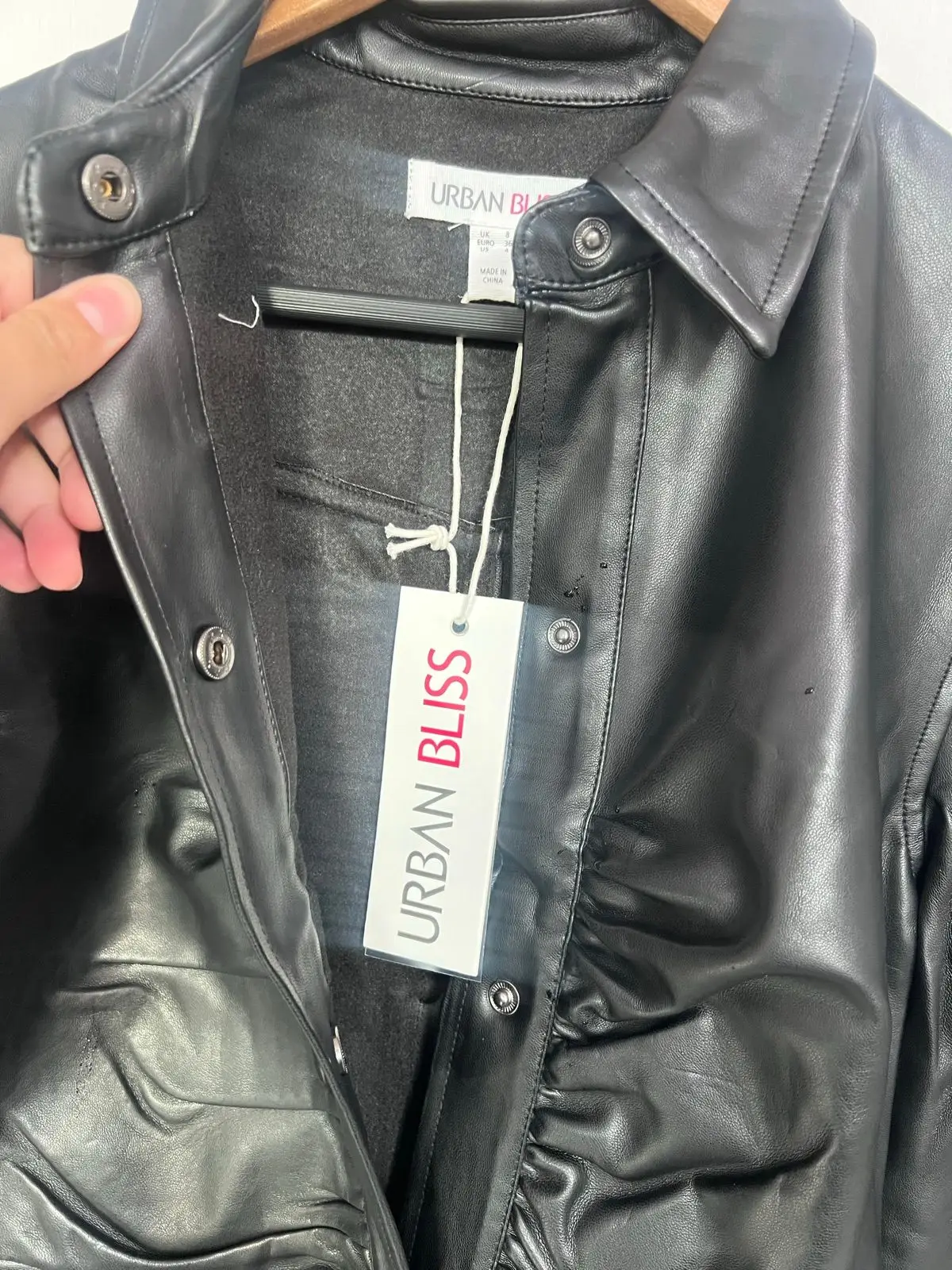 Urban Bliss Black Faux Leather Dress with Long Sleeves