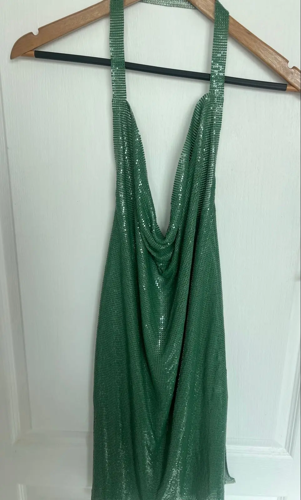 ASOS Green Halter Neck Metallic Chainmail Dress