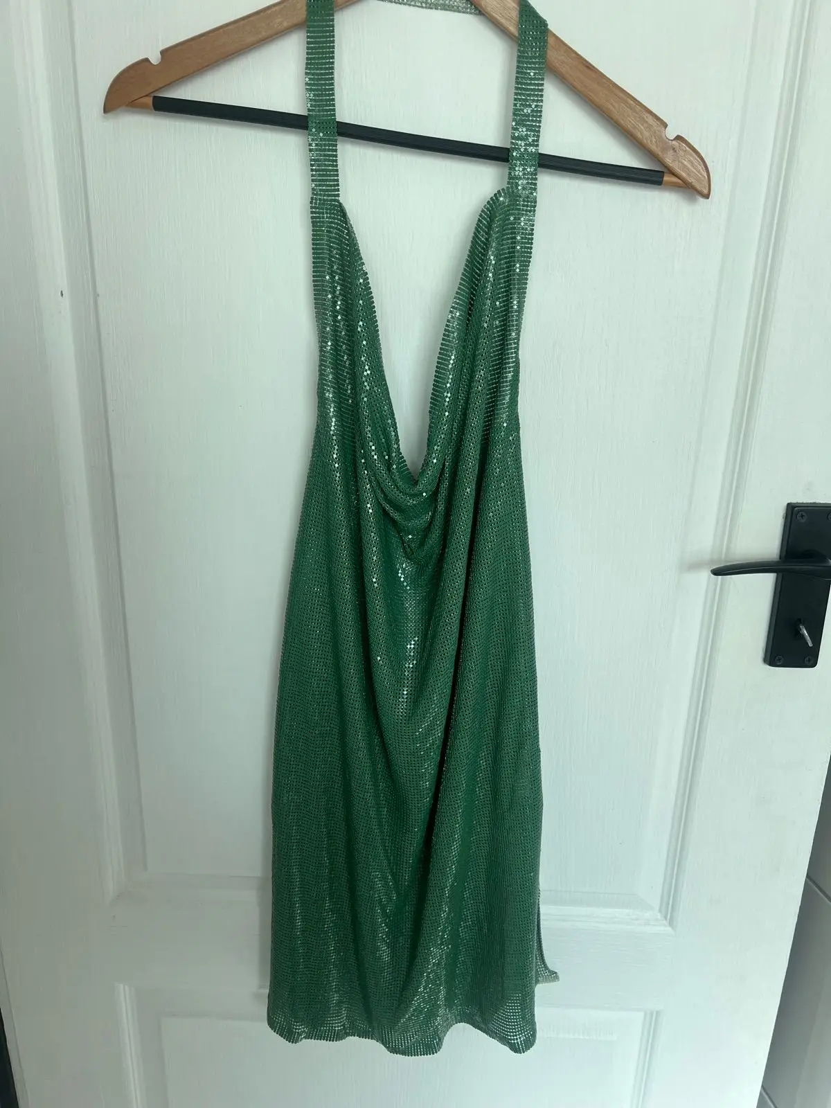 ASOS Green Halter Neck Metallic Chainmail Dress