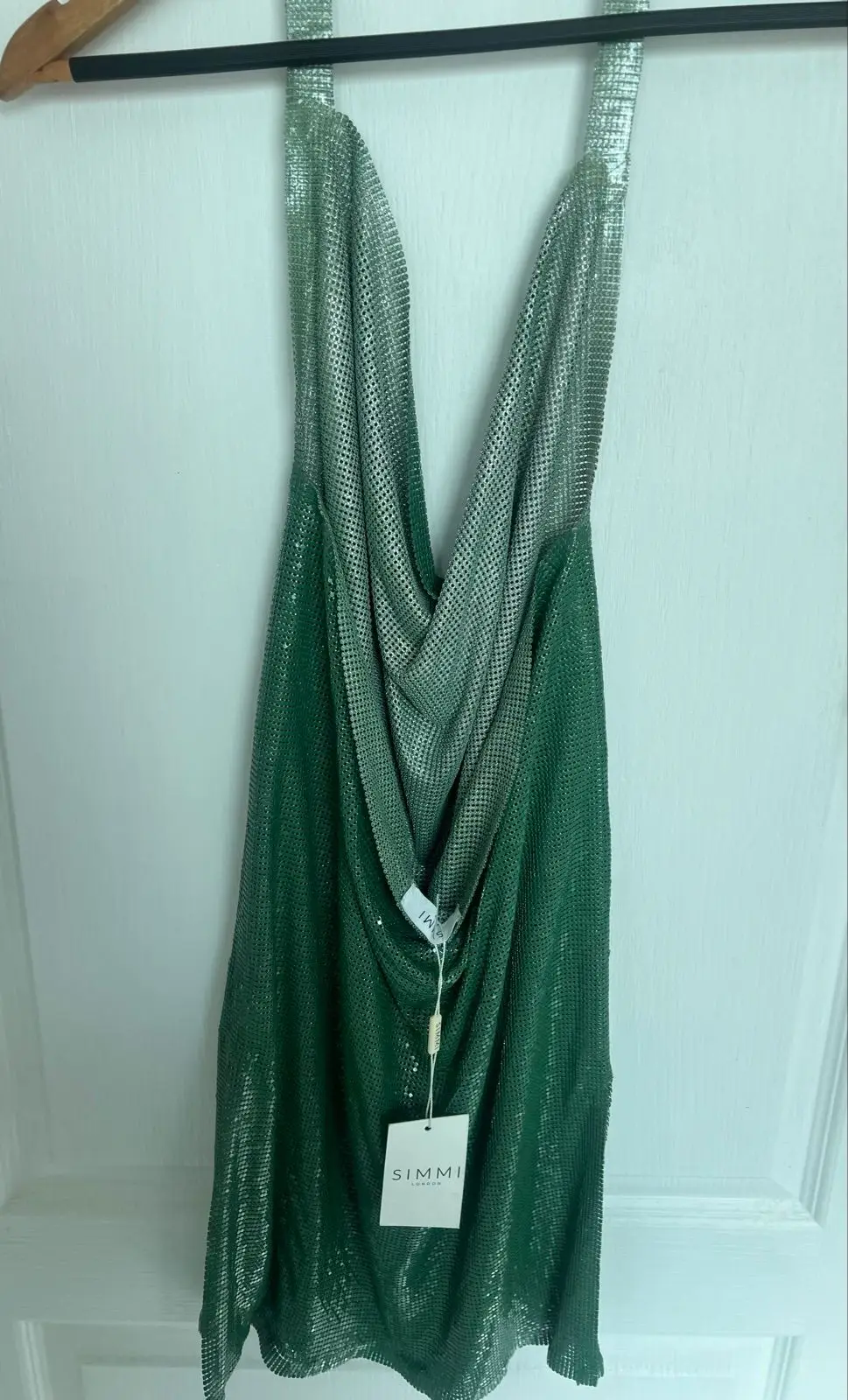 ASOS Green Halter Neck Metallic Chainmail Dress