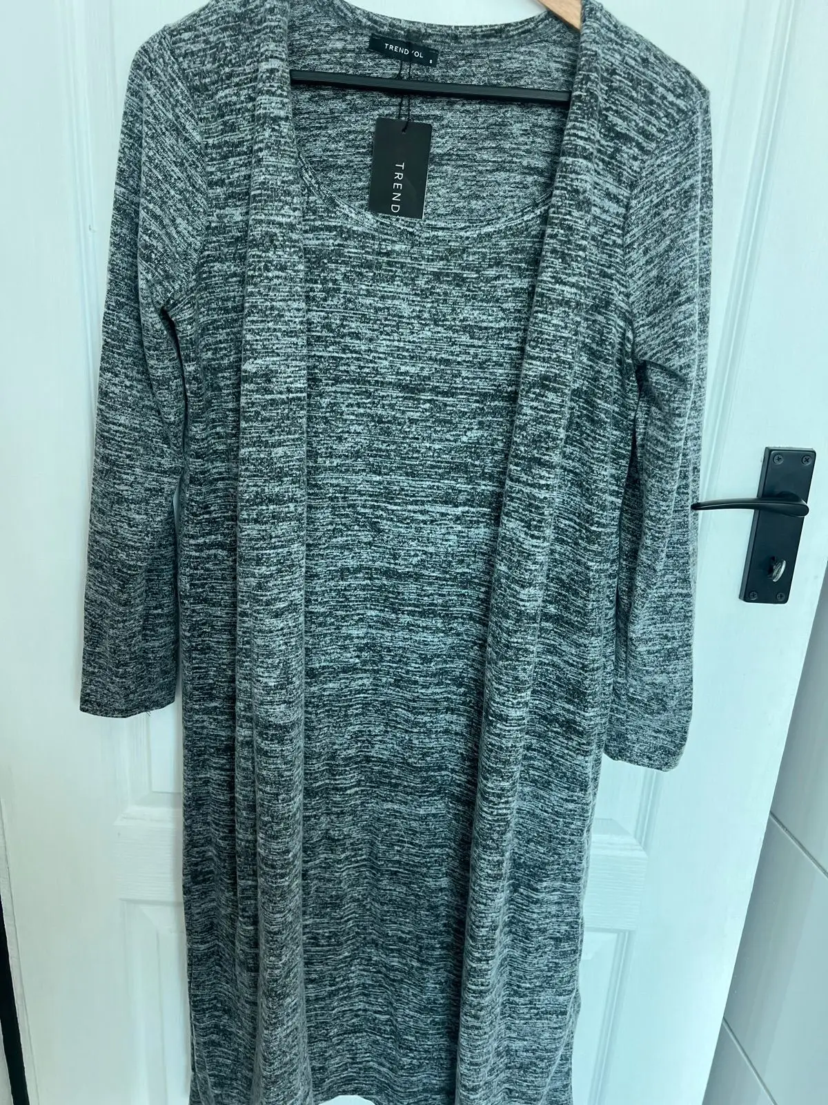 Trend Grey Marle Longline Cardigan and Top Set
